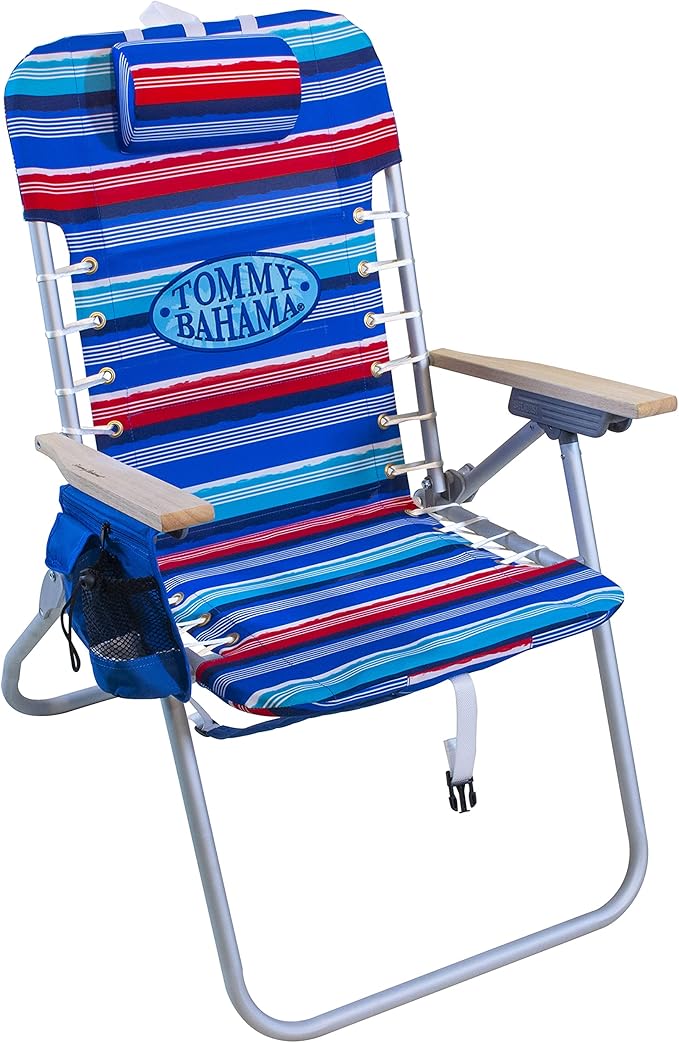 Tommy Bahama Hi-Boy 17 Seat Height 4-Position Lace-Up Suspension Folding Beach Backpack Chair