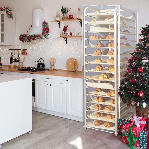Riakrum 2 Pcs 2 Pcs Bun Pan Rack Cover Bakers Rack Cover 20 Tier Sheet for Home Kitchen Restaurant Bakery 28 L x 23 W x 61 H Clear