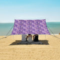 ALAZA Purple Leopard Print Beach Tent Sun Shelter UPF50+ Protection Beach Shade Canopy w/ 4 Sandbags for Outdoor Camping Fishing Backyard Fun Picnic 10x9 ft