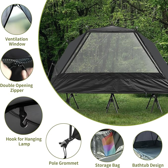 TENPLAY 1-Person Cot Tent FlysheetMust be Used with Matching Inner Tent LightweightWaterproof Sun ProtectionNylon Easy SetupExpandable Rainfly for Camping Hiking Backpacking Picnics