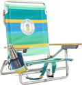 Tommy Bahama 5-Position Classic Lay Flat Backpack Beach Chair with Cooler and Cup Holder Portable Folding Beach Chair for Tanning Pineapple Stripe