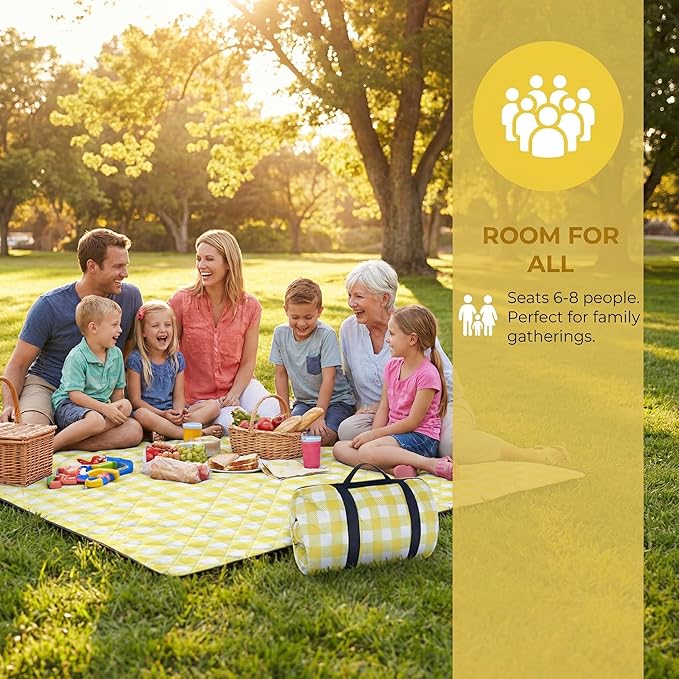 Large 80x80 Waterproof Picnic Mat | Foldable Outdoor Blanket for Beach Park Camping &amp Hiking | Sand &amp Grass Resistant | Perfect for Family Gatherings Travel