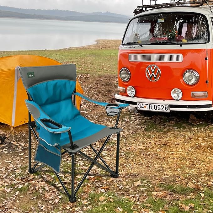 Northroad Foldable Camping Chair Heavy-Duty Outdoor Folding Chair Support Up to 300lbs for Hiking Picnics Patio Beach Fishing (Blue)