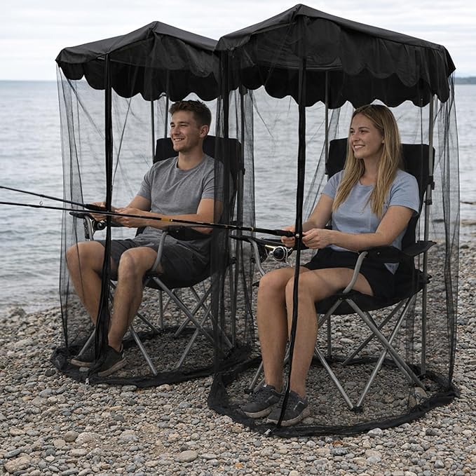 2 Pcs Canopy Chair Mosquito Net Mosquito Mesh Chair Net with Waterproof Roof and Zipper OpeningMosquito Net Chairs Cover for Outdoor Hiking Hunting Fishing Camping Excluding Chairs