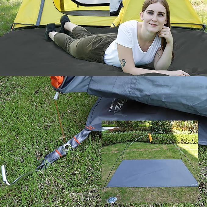 Tent Footprints Outdoor Camping Tent Floor Mat Moisture Proof Ground Sheet 210D Oxford Cloth Ultralight Waterproof Wear-Resistant Multi-Purpose Shading Trap with Tent Stakes