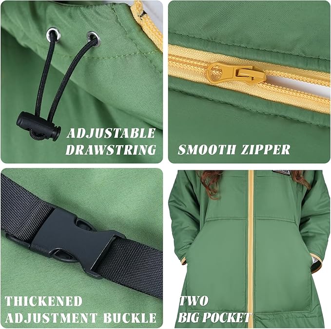 Camping Blanket Poncho Large Wearable Blankets 75 x 55 inch Cape Windproof &amp Water-Repellent Portable &amp Warm for Outdoor Sports Travel Car