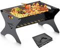 Camping Campfire Grill 16Lx12D Portable Folding Charcoal Grills Backpacking BBQ Grill with Carry Bag Outdoor Fire pit for Camping Picnic Bonfire Patio Backyard