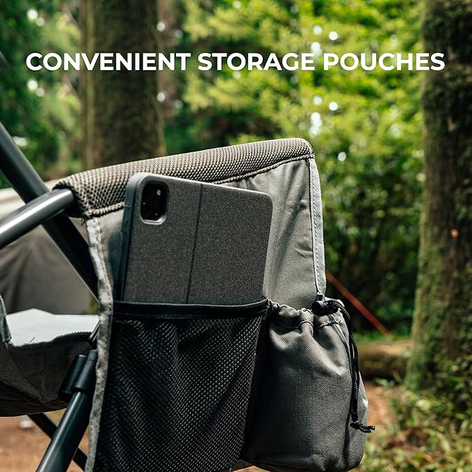 Heavy Duty Portable Folding Camping Chair for Adults with Comfy Padded Backrest | for Outdoor &amp Sports Backpacking Beach Lawn Hunting Tailgating Fishing | Supports 400 Lbs