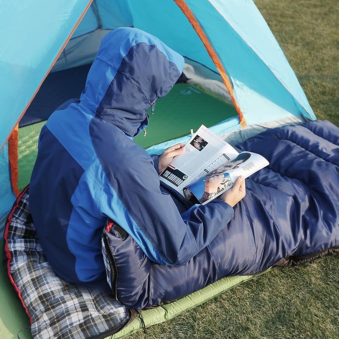 REDCAMP Cotton Flannel Sleeping Bag for Camping Backpacking Adults Cold Weather Envelope Sleeping Bags with 2/3/4/6lbs Filling