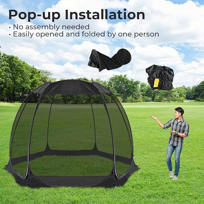 Alvantor Pop Up Screen Tent House Room Instant Outdoor Camping Canopy Sun Shelter Gazebo for Patio Backyard &amp Deck Privacy Tent(2-10 People 8'x8' 10'x10' 12'x12')
