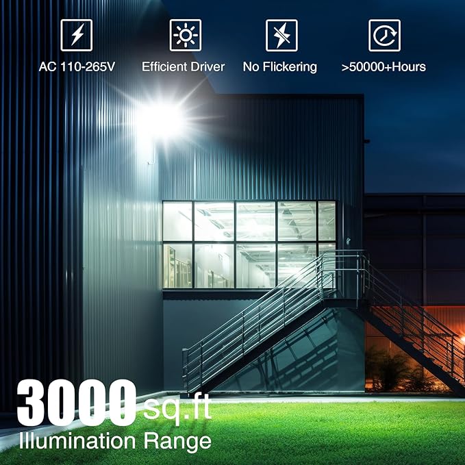 SOLLA 300W LED Stadium Flood Light with Dusk to Dawn Photocell Extreme Bright 6000K 30000LM 110-265V IP66 Waterproof Perfect Arena Light for Garden Rooftop Backyards Streets