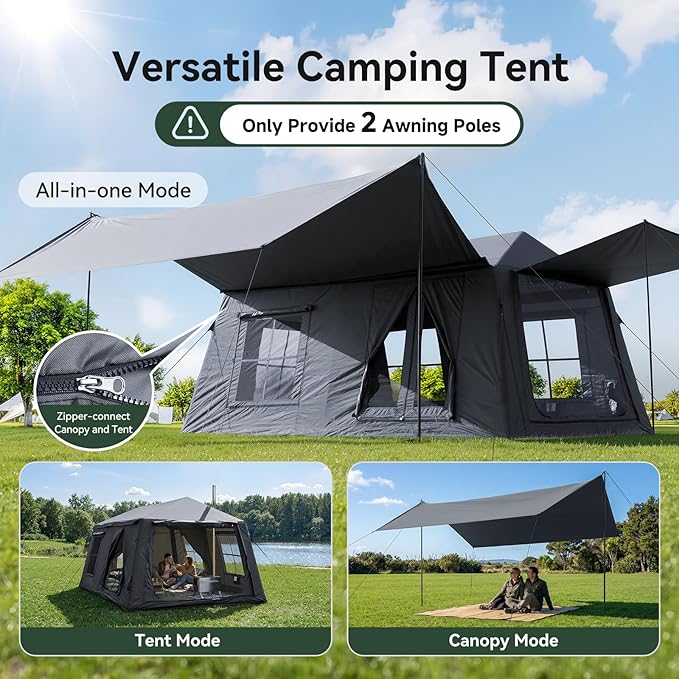 Inflatable Blow Up Tents for CampingWaterproof Oxford Hot Tent with Manual PumpSpacious Easy Setup Inflatable Camping Air Tent for Family Glamping