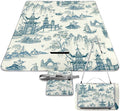Blue and White Chinese Folk Chinoiserie Style Waterproof Outdoor Picnic Blanket Sandproof Beach Mat for Camping Hiking Grass Travelling