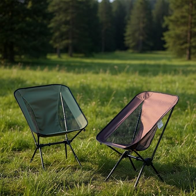 Lightweight Portable Essential Folding Camping ChairSturdy with X-Frame120kg CapacityFoldable with Carry BagQuick Setup for OutdoorHikingBeachBackpacking (Glacier Gray)