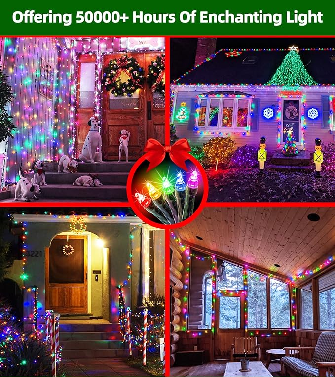 750 LED 240FT Christmas Lights Outdoor12 Lighting Modes Christmas String Lights with Timer Dimmable Multicolor LED StringLights Waterproof for Yard Tree Wedding Party Holiday Multicolor