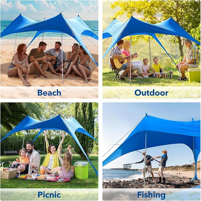Canopy Tent Beach Umbrella UPF50+ Protection Sun shelter Portable Camping with Sandbag Poles Ground Pegs and Anti-Wind Ropes for Outdoor Camping Backyard Picnics 10X10FT with Beach Blanket Phone Case