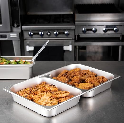 Carlisle FoodService Products Durapan Stainless Steel Divided Steam Table Pan for Catering Hotel and Restaurants Full-Size 2.5 Inches Deep Silver (Pack of 6)