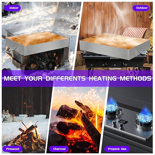 Maple Syrup Evaporator Pan 36 x 24 x 6 Inch Maple Syrup Pan 22.44Gal 304 Stainless Steel Maple Syrup Evaporator Boiling Maple Syrup with Valve for Home Outdoor
