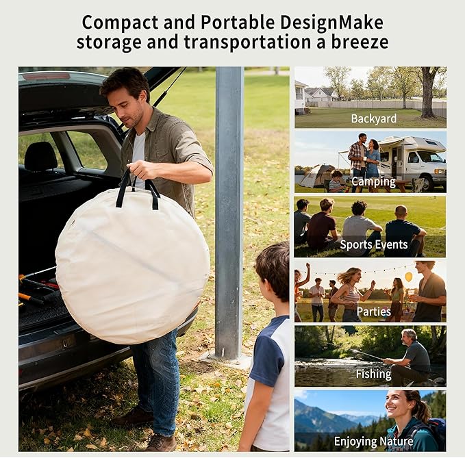 TABU 6×6ft Pop Up Bubble Tent with Top Cover for 4-6Coldproof &amp Windproof Outdoor Bubble Tent with Vent WindowsLarge Camping Shelters for BackyardsPartyHikingHeightened Version Beige
