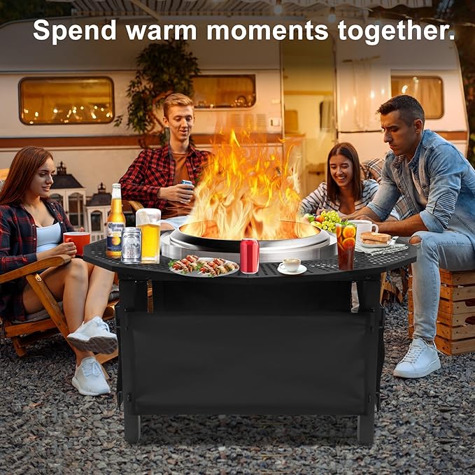 48 Inch Fire Pit Bonfire Surround for Solo St ove Yukon Circular Safety Protection Equipped with a Safety Support Frame to Prevent Direct Contact with The Ground