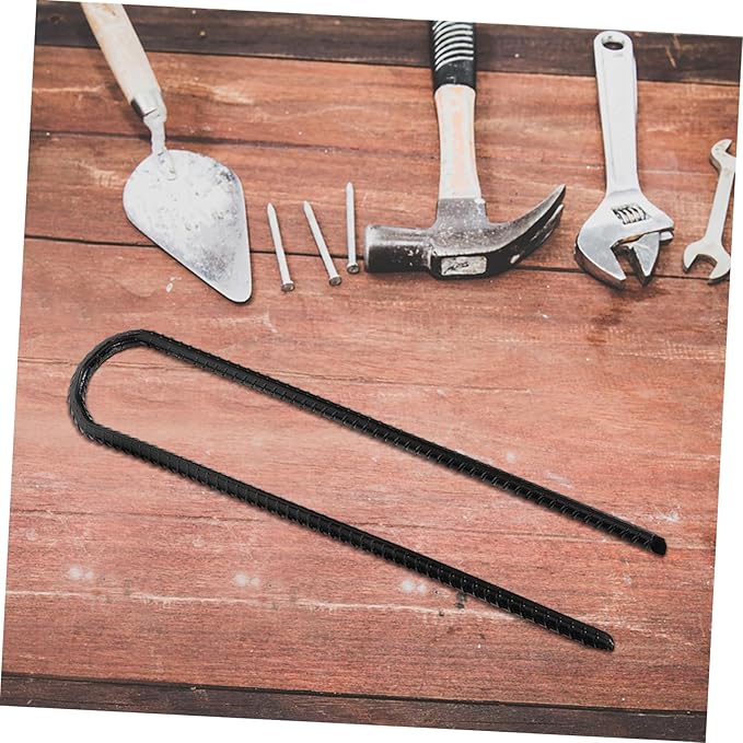 4pcs Heavy Duty Steel Tent Stakes U Shaped Garden Anchors for Camping Landscape Trampolines Durable Ground Staples with Sharp Tips Black