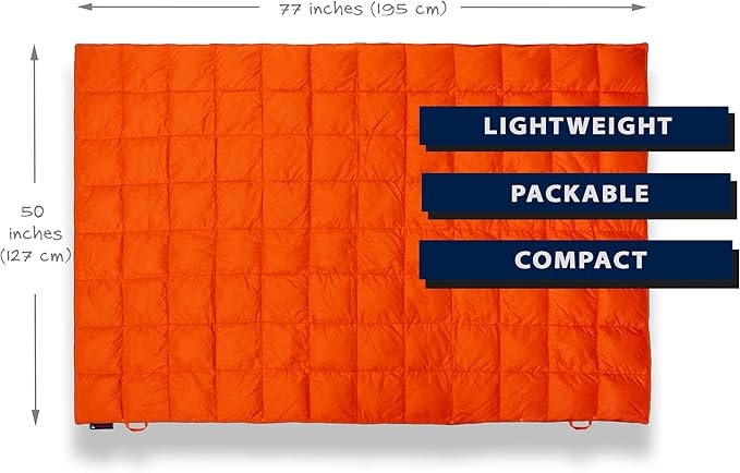 Get Out Gear Down Camping Blanket - Puffy Packable Lightweight and Warm | Ideal for Outdoors Travel Stadium Festivals Beach Hammock | 650 Fill Power Water-Resistant Backpacking Quilt