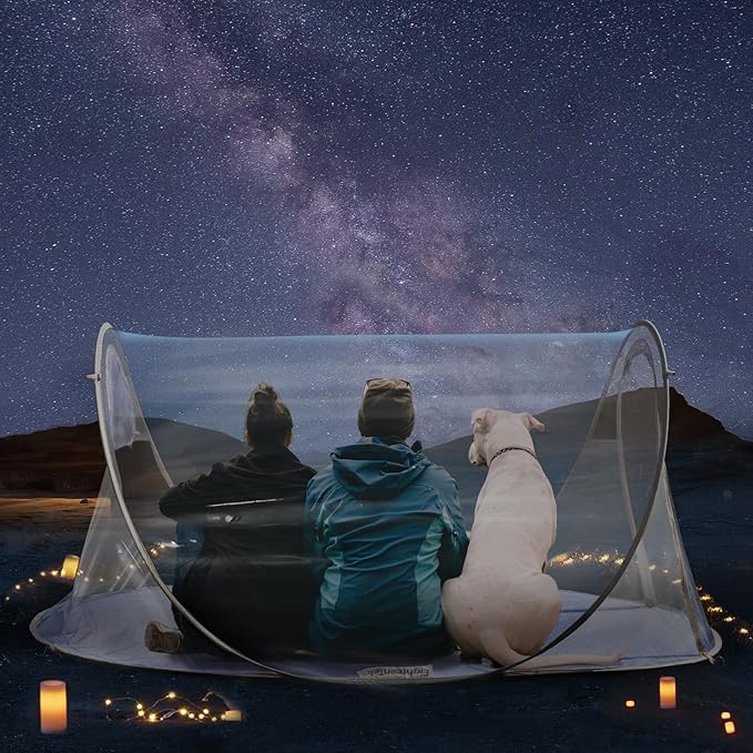 EighteenTek® Pod All Weatherproof Sports Tent Clear Pop Up Tent Camping Stargazing Transparent Outdoor Bubble 2 Person Capsule Portable Weather Proof Pod Instant Cold Protection Shelter 88x54x39H