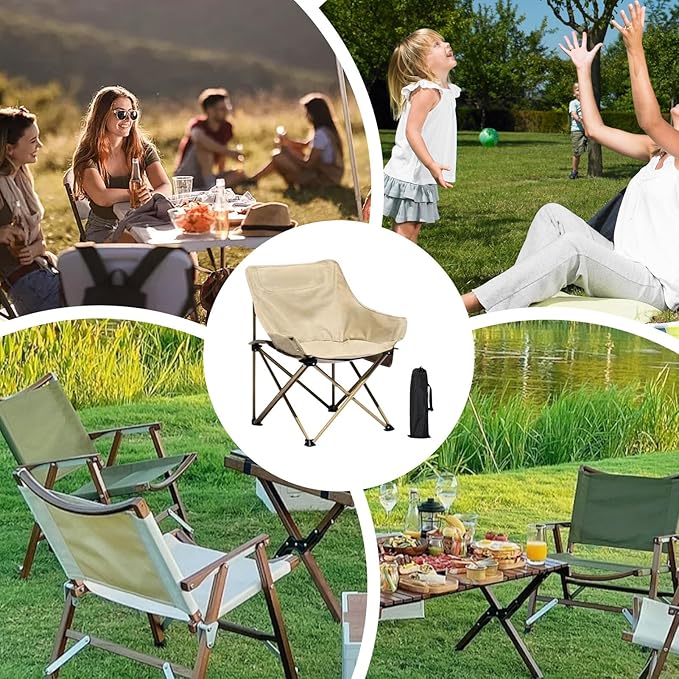 Generic Camping Chair - Folding Campsite Chair | Stable Portable Compact Folding Camping Chair | 165lbs Capacity Compact Folding Chair Lightweight Backpacking Portable Chair for Travel Beach Yellow