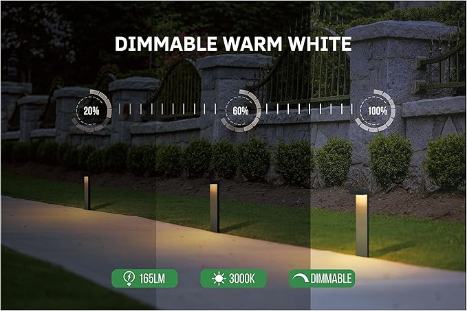 GKOLED 4 Pack Low Voltage Landscape Pathway Light Fixture 9-15V AC DC Outdoor Walkway Lighting with APP Control Color Changing Warm White for Yard Lawn Stake Die-cast Aluminum Housing