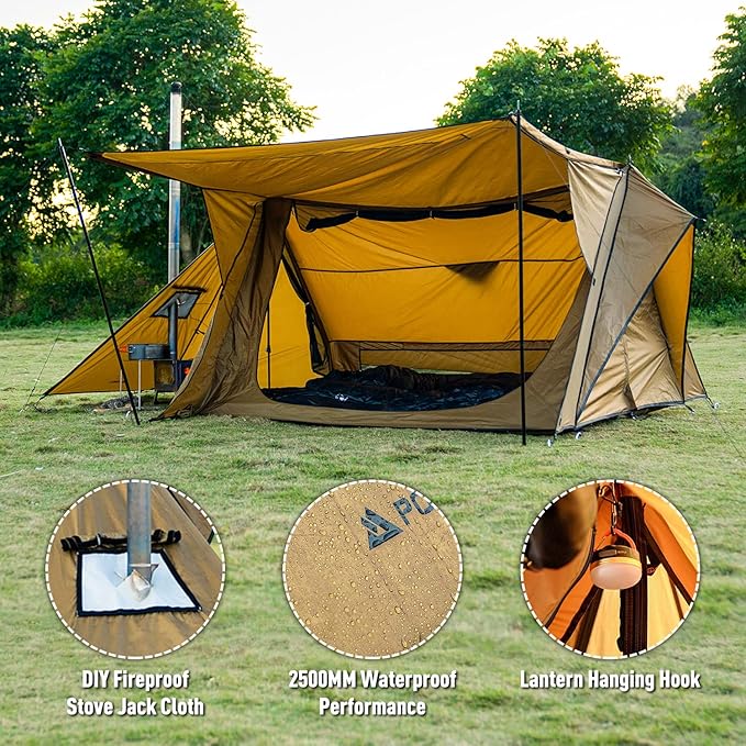 STOVEHUT 70 Hot Tent with Two Tarp Poles and Two Tent Poles | Latest Version 3.0