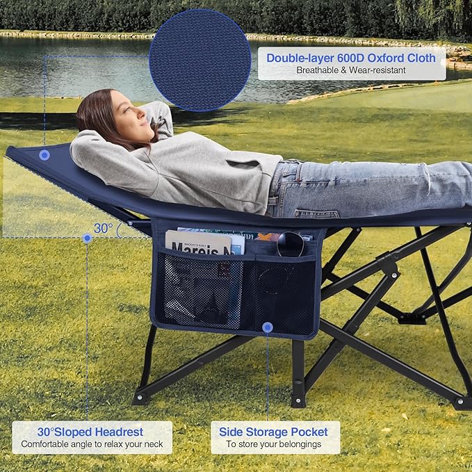 REDCAMP Oversized Heavy Duty Camping cots for Adults 500lbs Extra Wide Tall Portable Sleeping Cots XL Cots for Outdoor or Indoor Office Blue