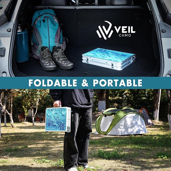 VILLEY Folding Camping Table 2FT Portable Small Picnic Table with Adjustable Height Lightweight Aluminum Foldable Table Small Folding Table with Carry Handle for Outdoor Indoor BBQ Hiking Beach