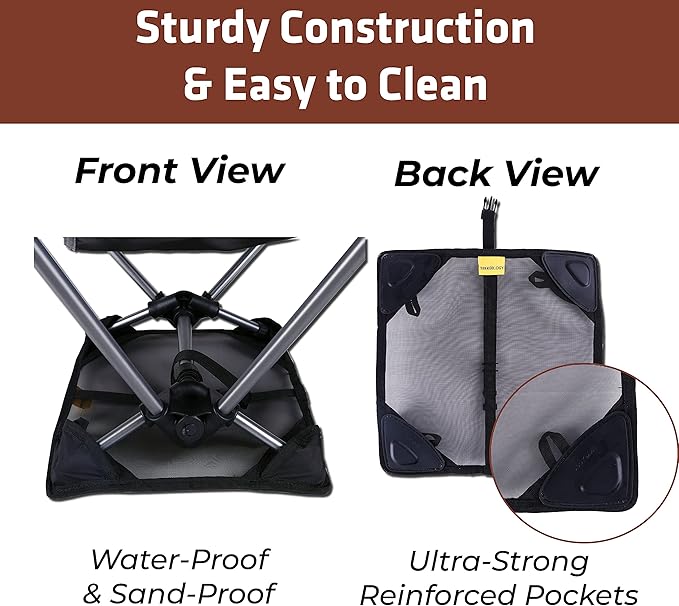 TREKOLOGY Ultralight Camping Chair &amp Sand Mat Bundle - Lightweight Folding Chair with Carry Bag Compact Sand Mat for Outdoor Activities Perfect for Beach Hiking and Camping