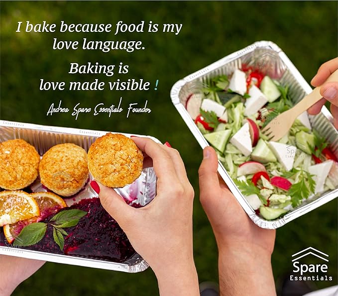 Spare Essentials 55 Pack - 2.25 LB To Go Aluminum Containers with Lids - Heat Proof Foil Tins for Meal Prep Take Out Freezer Meals