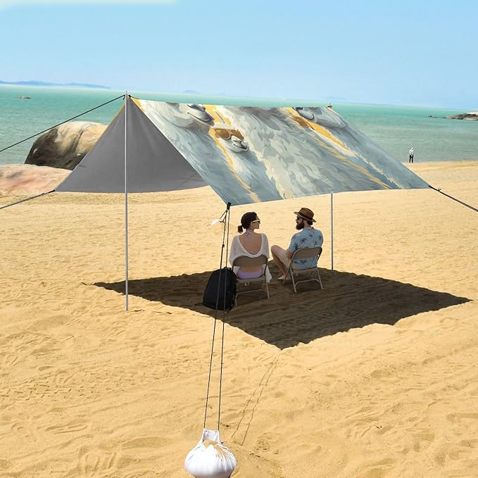 ALAZA Llamas with Sunglasses Beach Tent Sun Shelter UPF50+ Protection Beach Shade Canopy w/ 4 Sandbags for Outdoor Camping Fishing Backyard Fun Picnic 10x9 ft
