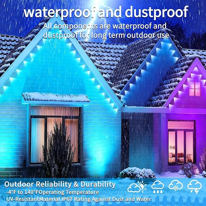 200Ft Permanent Outdoor Lights for House Waterproof IP67 LED Eave Lights with App/Remote Control Outdoor Permanent led Lighting for House Roof DecorChristmasPartyAll Holiday and Daily