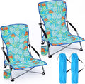 Karenhi 2 Pack Beach Chair Foldable Reclining Portable Lightweight Chair for Adults Camping Concert Lawn Sand Outdoor(Palm Leaves)