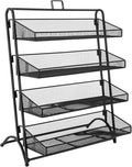 4 Tier Snack Organizer Candy Display Rack for Countertop Snack Display for Counter Portable Chip Rack Metal Snack Shelf for Retail Stores Kitchen Office (Black)
