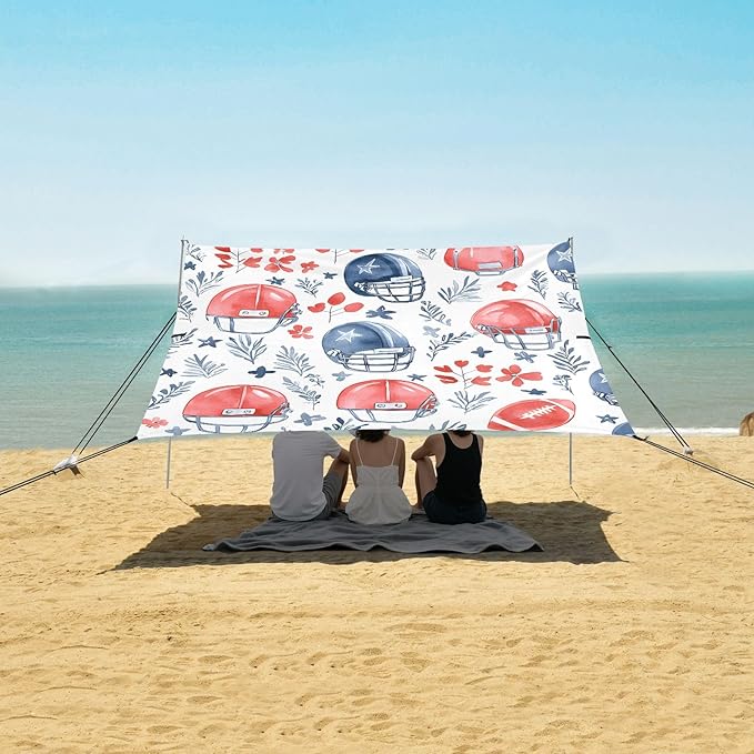 Flower Leaves Red Helmet Color Ink Painting Pattern Camping Sun Shelter Beach Tent Portable Beach Sun Shade Outdoor Canopy for Camping Trips Fishing Picnic