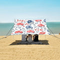 Flower Leaves Red Helmet Color Ink Painting Pattern Camping Sun Shelter Beach Tent Portable Beach Sun Shade Outdoor Canopy for Camping Trips Fishing Picnic