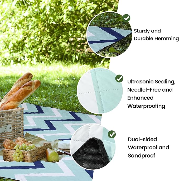 Dimatic Cute Picnic Blankets 78x78 Extra Large Beach Blankets Waterproof Sand Proof Foldable Portable for Outdoor Family Camping