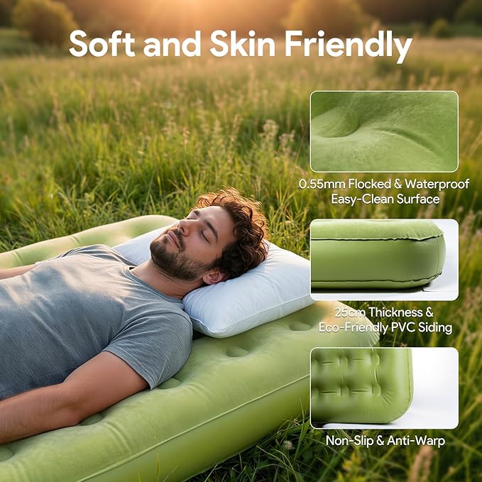 Minthouz Self Inflating Sleeping Pad with Electric Pump One-Click Inflate/Deflate 1-2 Mins 9.8 Ultra-Thick Camping Sleeping Pad for Car Travel Tent