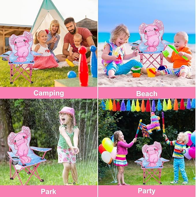 KABOER Kids Outdoor Folding Lawn and Camping Chair with Cup Holder and Carrying Bag Children's Camping Chairs