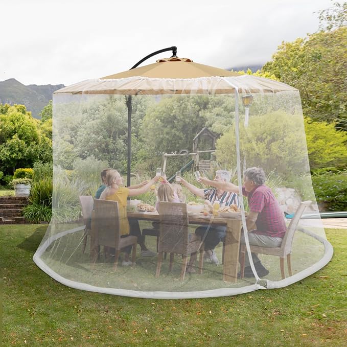 Mosquito Net for Patio with Zipper Door and Water Tube Suitable for Outdoor Patio Camping Umbrella 7.5-1 1FTJVLJVL (white)