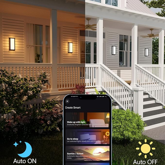 Smart Outdoor Lights Color Changing 2 Pack RGB+2700K-6500K Outdoor Wall Sconce Aluminum Exterior Lighting Fixtures Waterproof Antirust APP Control Up and Down Lights
