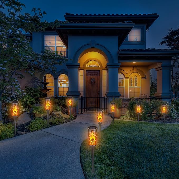 Toodour Solar Lights Outdoor 6 Pack Solar Torch Lights with Flickering Flame IP65 Waterproof Yard Lights Landscape Decoration Lighting for Outside Garden Lawn Pathway Patio Decorations