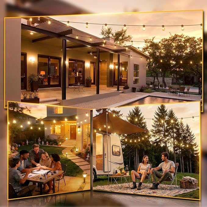 addlon 36FT LED Outdoor String Lights with 12 Edison Vintage Shatterproof Bulbs Commercial Grade Patio Lights IP65 Waterproof for Balcony Backyard and Garden Warm White