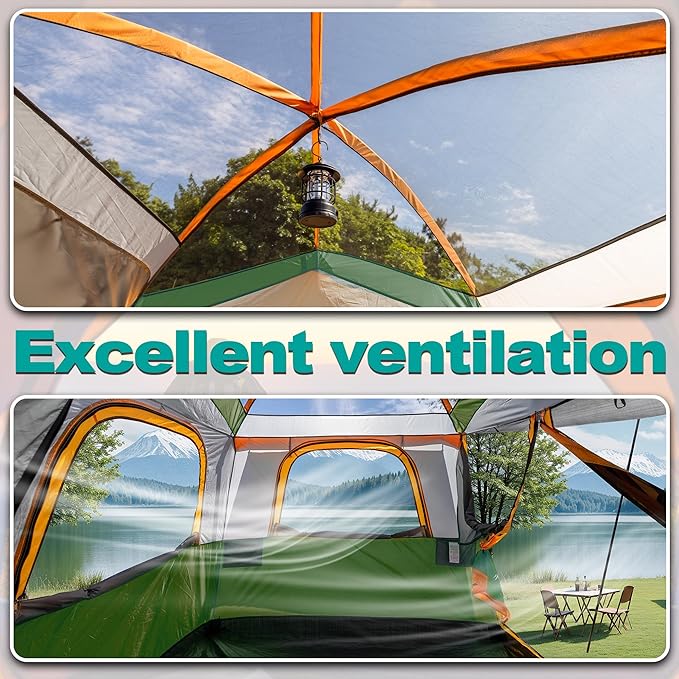 SUV Tent for CampingWaterproof PU2000mm Fits 5-8 PeopleSpacious Double Layer Design Includes Rainfly &amp Storage Bag 8FT L x 8FT W x 7.2FT H | for Camping Waterproof PU2000mm Spacious Double