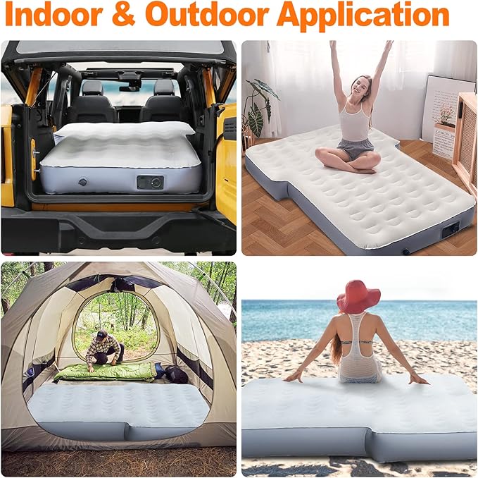 65''SUV Air Mattress Pad for SUV Trunk 10 Inch Ultra-Thick Inflatable Car Mattress SUV SUV Air Mattress Camping Bed with Built in Pump