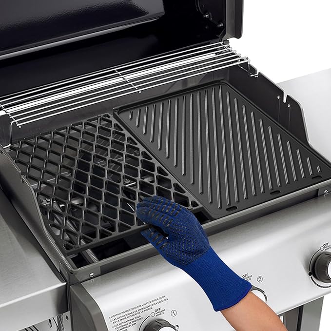 onlyfire Cast Iron Griddle Replacement for Weber 7638 Grill Cooking Grate and Grill Griddle for Spirit I &amp II 300 Series
